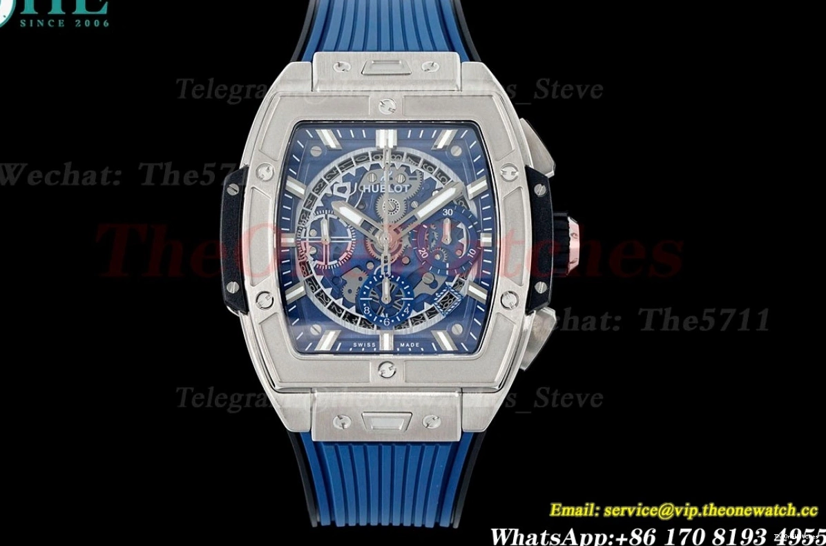 A7750 Big Chrono BBF Spirit Skeleton TI of 42mm Dial Bang Mod RU Blue 0117